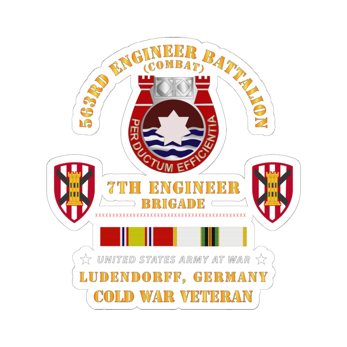 Kiss-Cut Stickers - 563rd Engineer Bn, 7th Eng Bde, Ludendorff, Germany w COLD SVC X 300