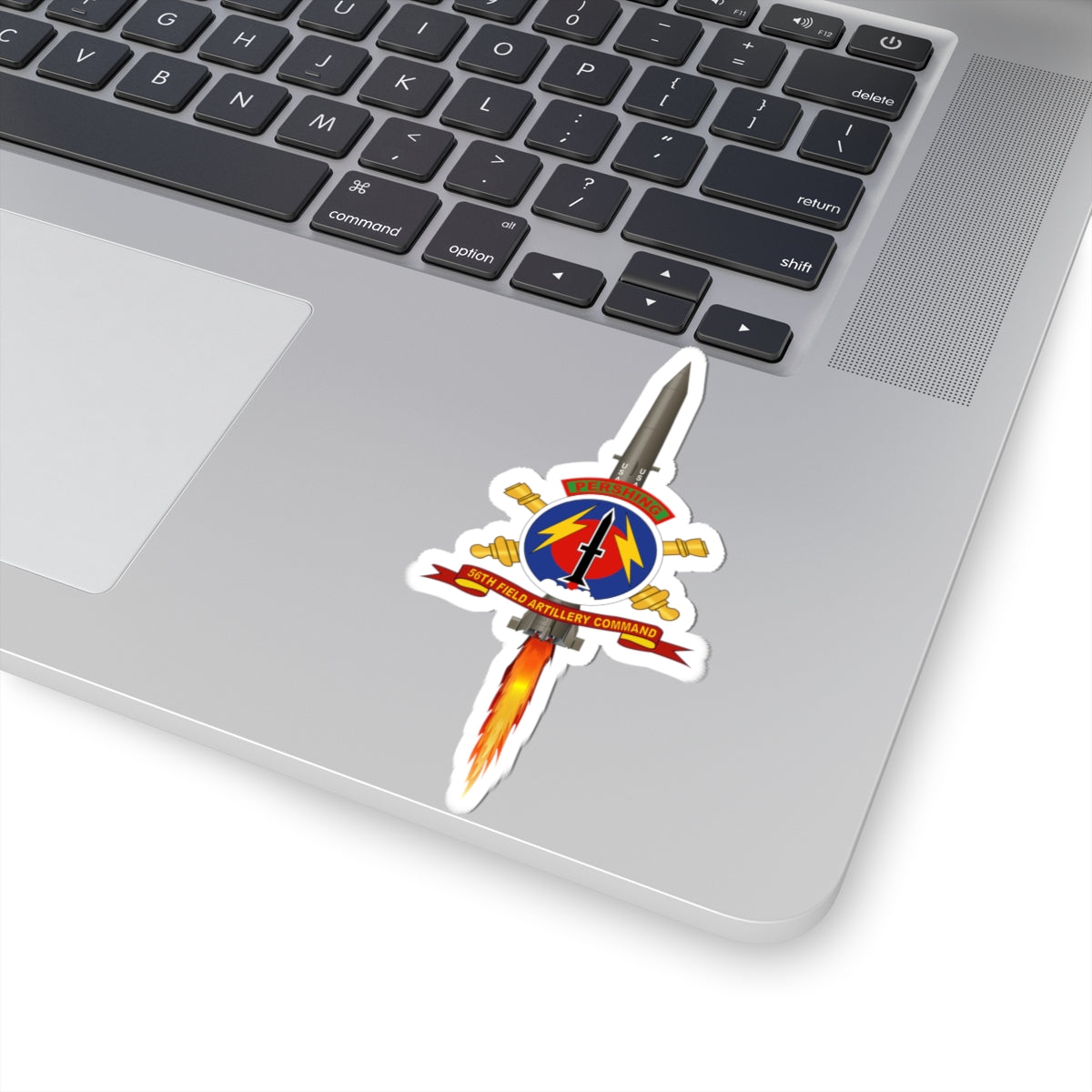 Kiss-Cut Stickers - 56th Field Artillery Command - SSI w Br - Ribbon w Pershing - Firing