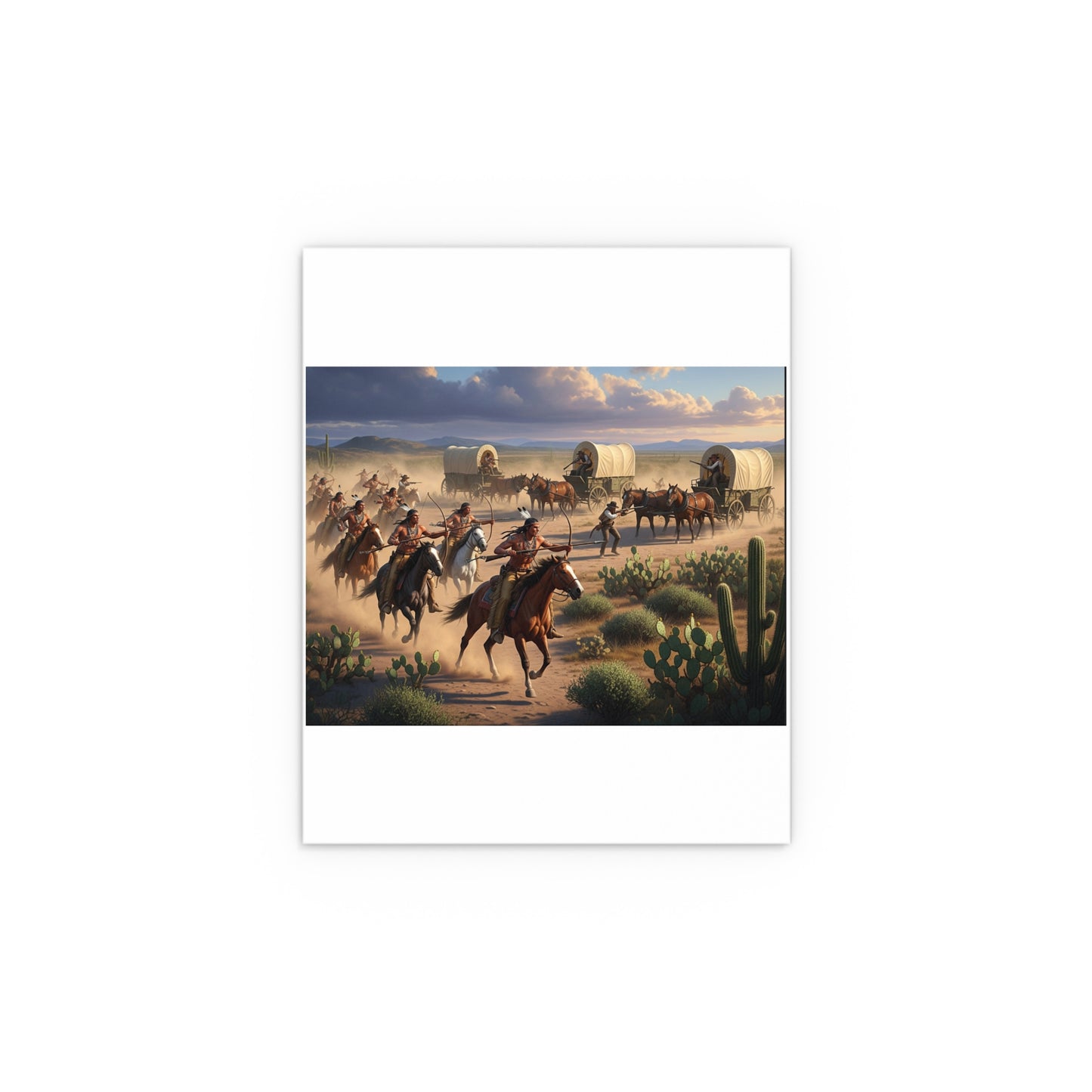 Indoor and Outdoor Silk Posters - Apache Indians attacking a wagon train