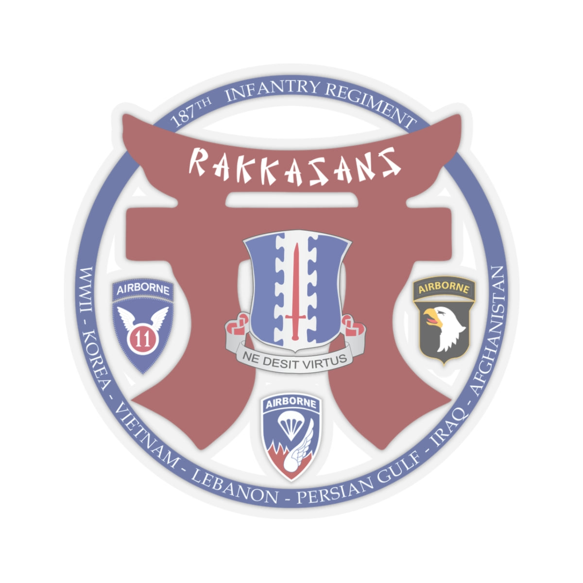Kiss-Cut Stickers - 187th INF Regiment - Rakkasans