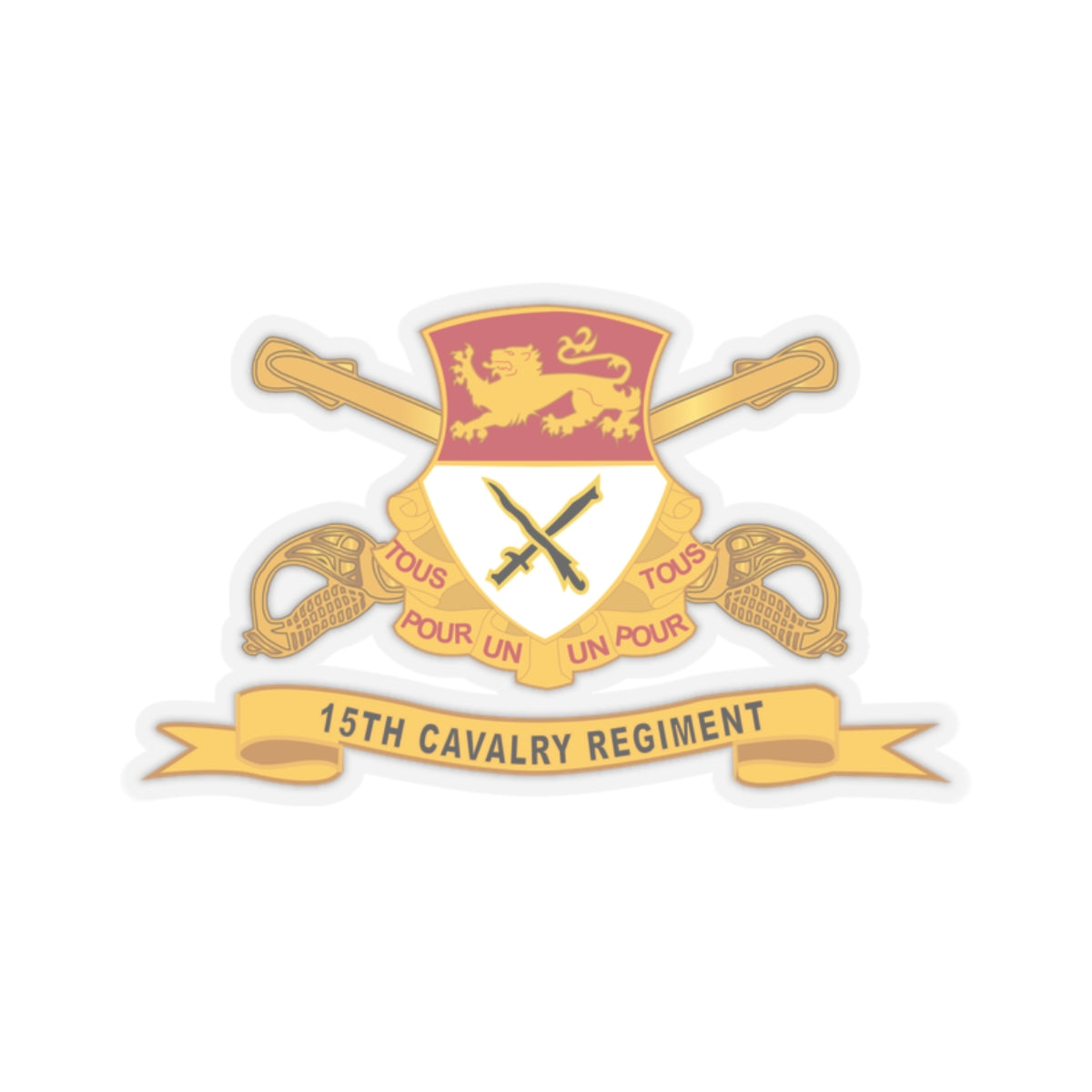 Kiss-Cut Stickers - 15th Cavalry Regiment w Br - Ribbon