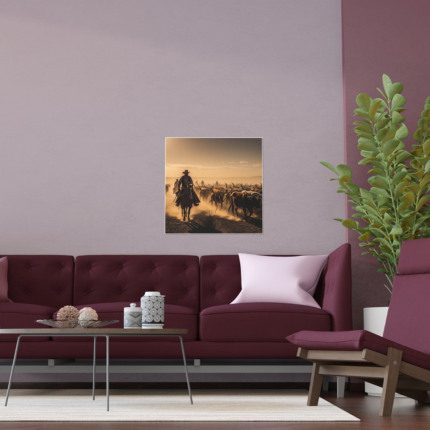 Indoor and Outdoor Silk Posters - Dirty, dusty cattle drive in the Old West