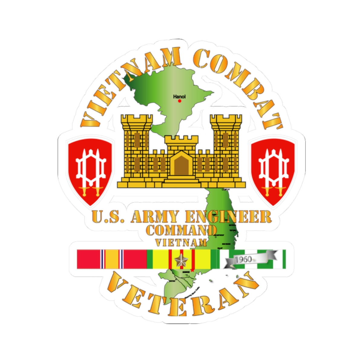 Kiss-Cut Stickers - Vietnam Combat Engineer - Engineer Command Vietnam w SVC