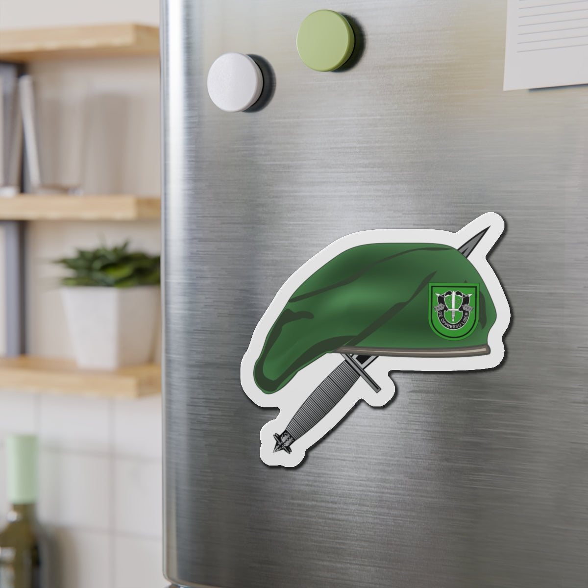 Die-Cut Magnets - 10th SFG Beret with Dagger