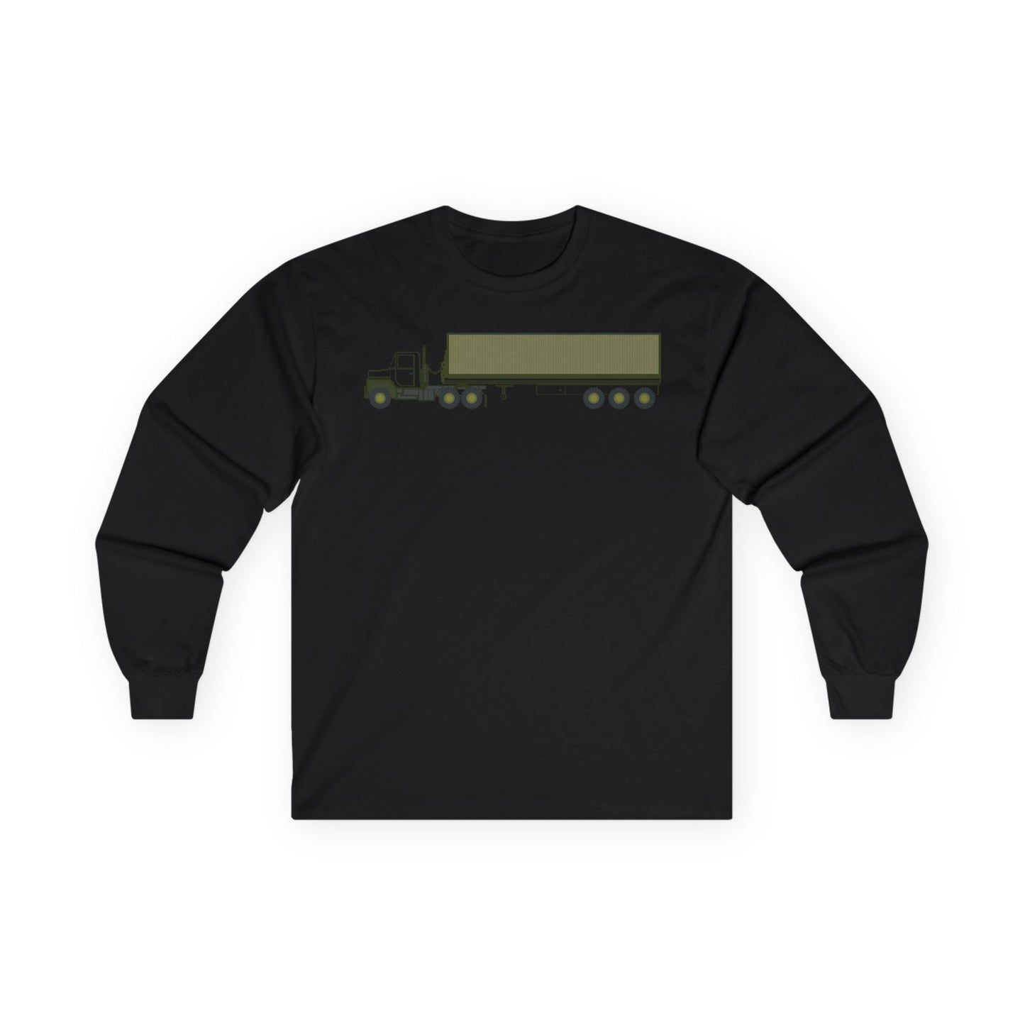 Unisex Ultra Cotton Long Sleeve Tee - Vehicle - M915 Tractor with M872 - 40 Ft Container - Side X 300