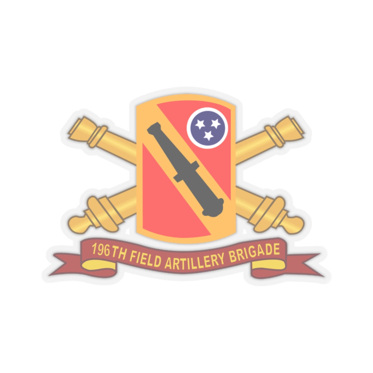 Kiss-Cut Stickers - 196th Field Artillery Brigade SSI w Br - Ribbon X 300