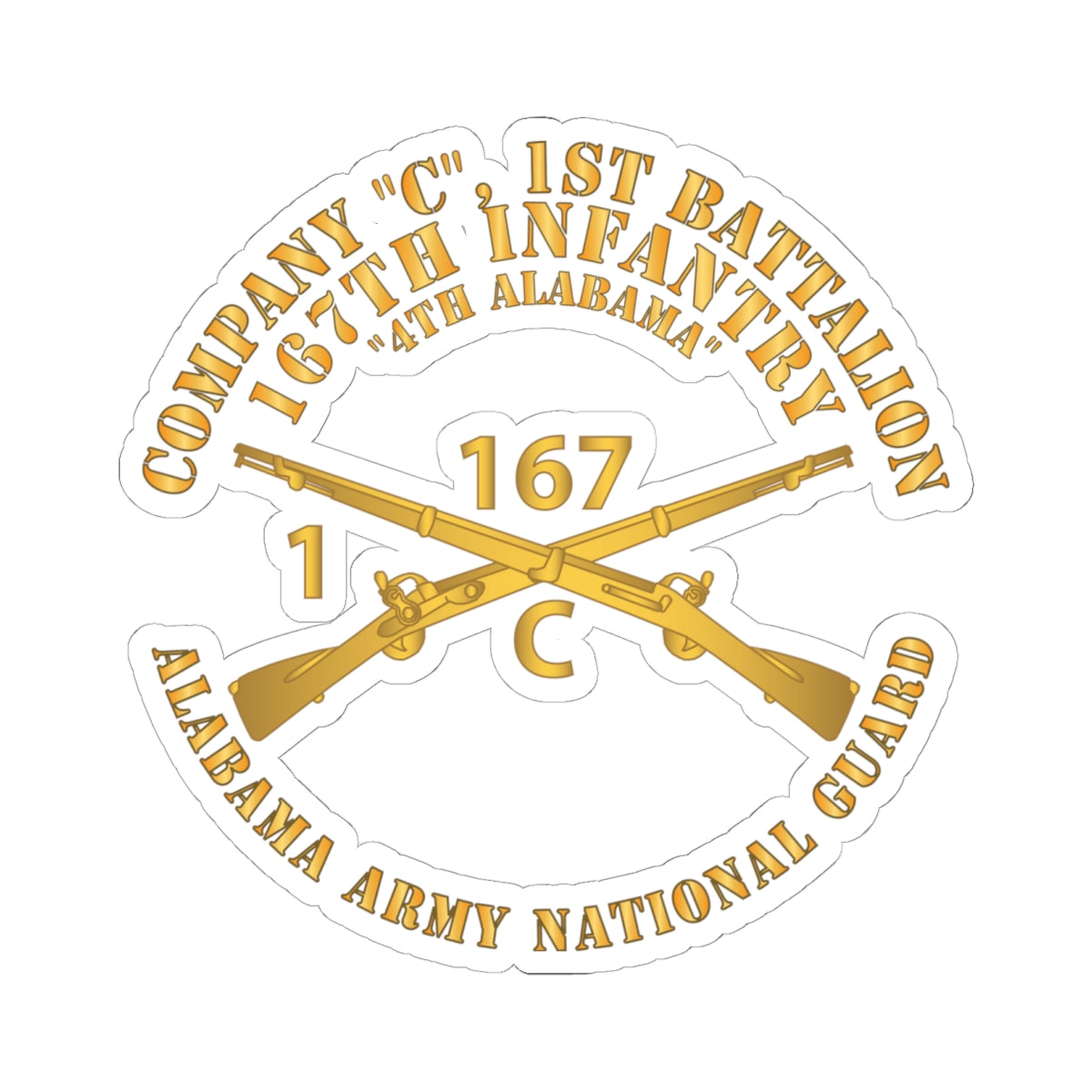 Kiss-Cut Stickers - Company C, 1st Bn, 167th Infantry - 4th Alabama - ALARNG - Inf Branch X 300