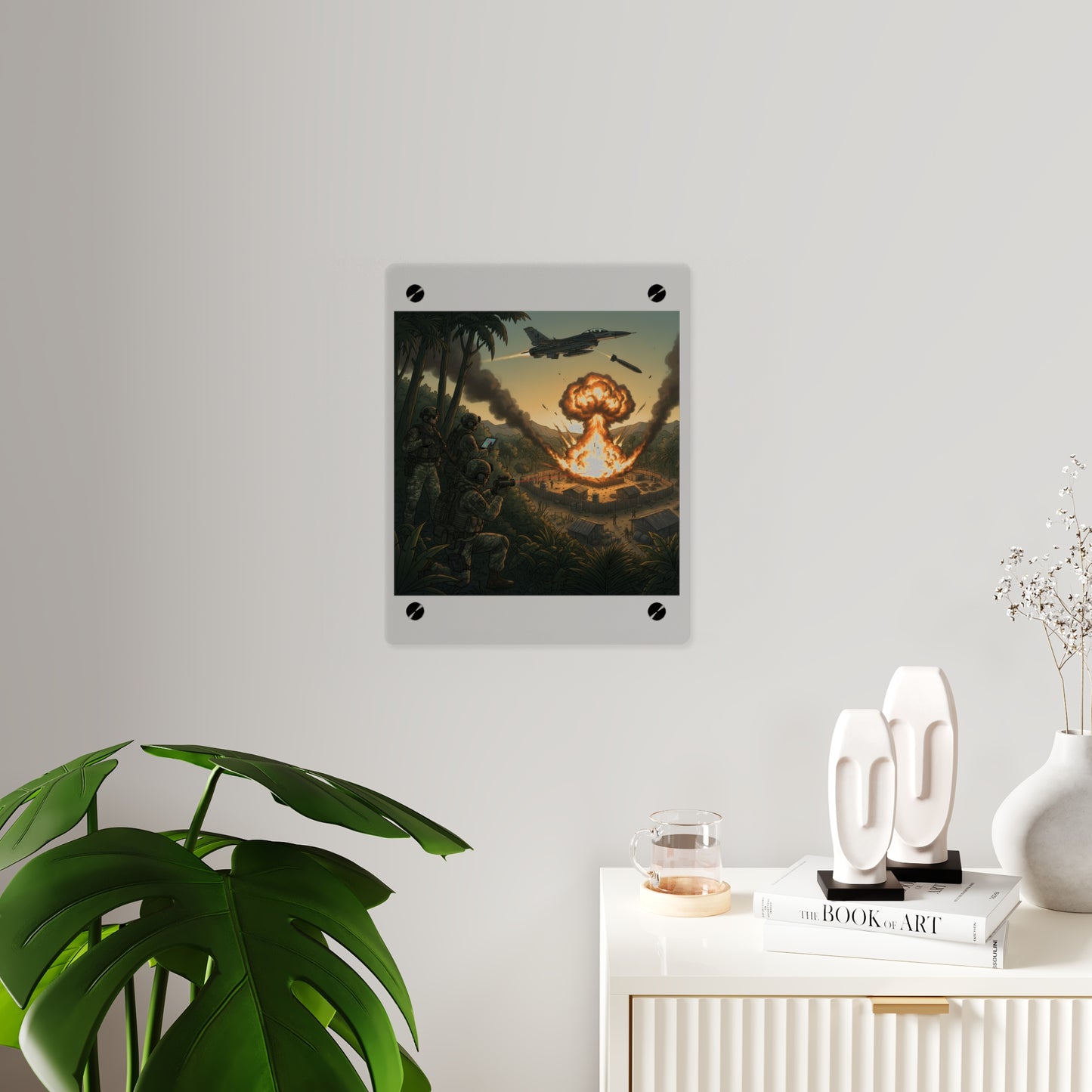 Acrylic Wall Art Panel - Jungle Drug Lab Destruction w Explosions