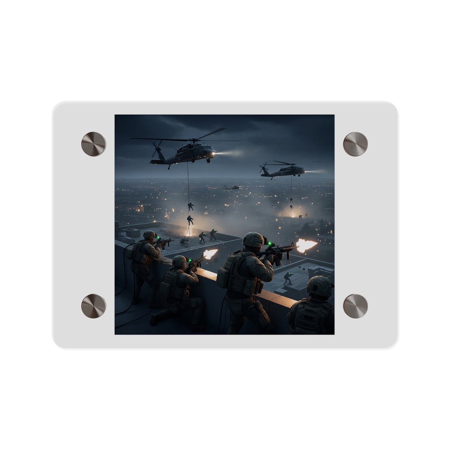 Acrylic Wall Art Panel - Night Air Assault by Army Rangers