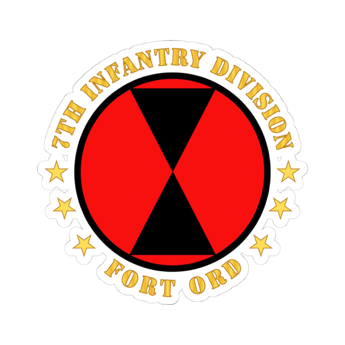 Kiss-Cut Stickers - 7th Infantry Division - Fort Ord wo BkGrd