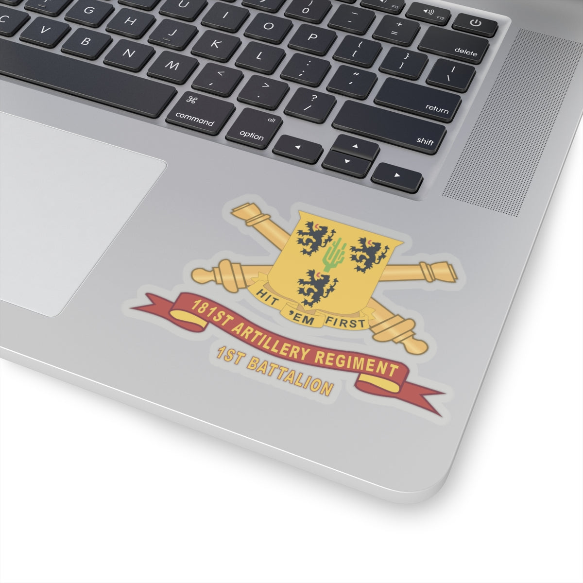 Kiss-Cut Stickers - 181st Field Artillery Regiment - DUI w Br - Ribbon, 1st Battalion X 300