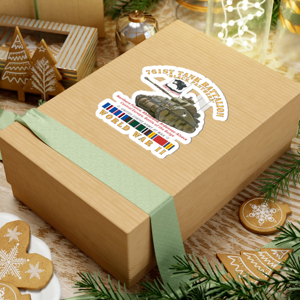 Kiss-Cut Stickers - 761st Tank Battalion - Black Panthers - w Tank WWII EU SVC