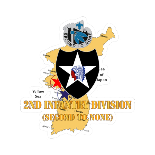 Kiss-Cut Stickers - Korea Map - 2nd Infantry Div - Second to None