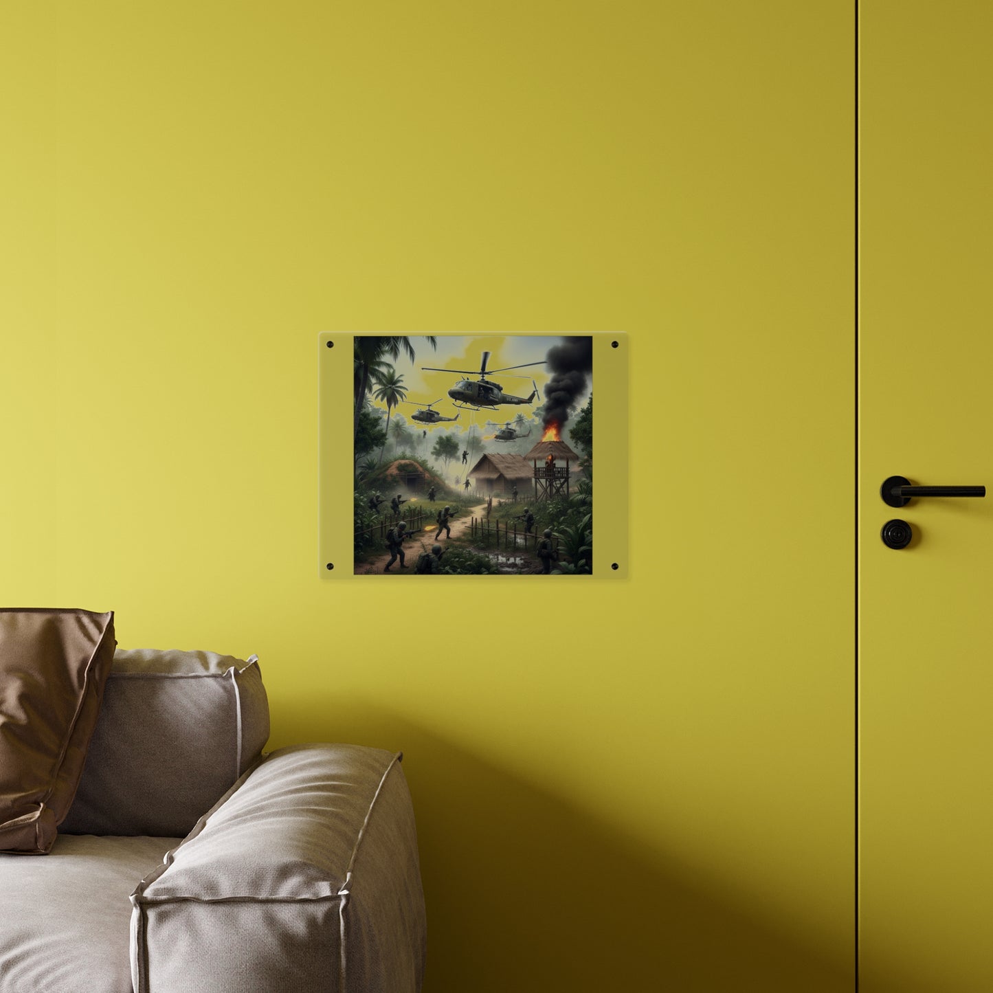 Acrylic Wall Art Panel - Vietnam Village Helicopter Assault