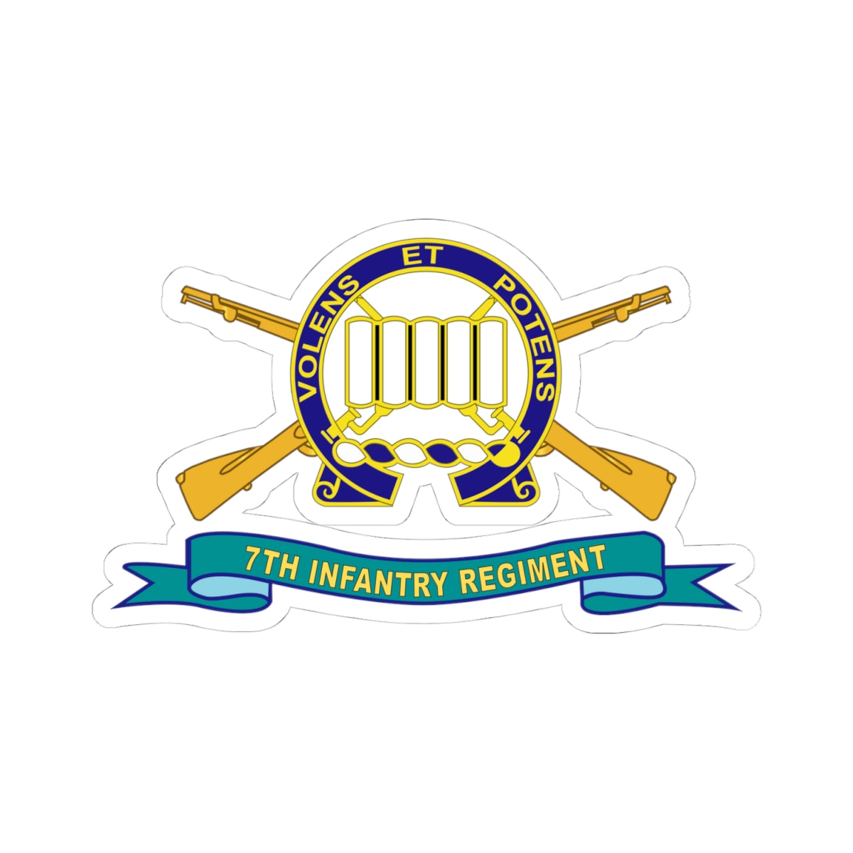 Kiss-Cut Stickers - 7th Infantry Regiment w Br - Ribbon X 300