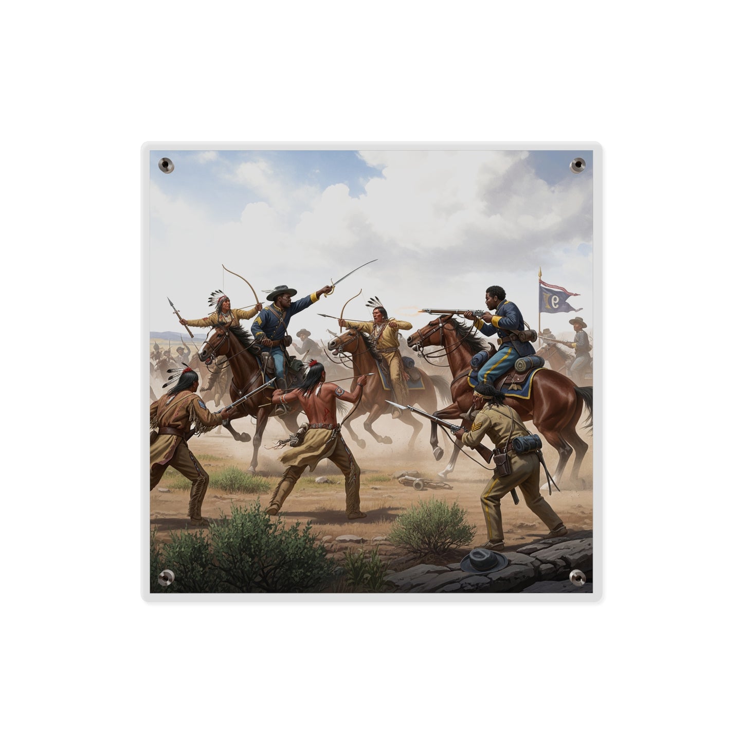 Acrylic Wall Art Panel - 9th Cavalry Regiment fighting Native Americans during the Indian Wars