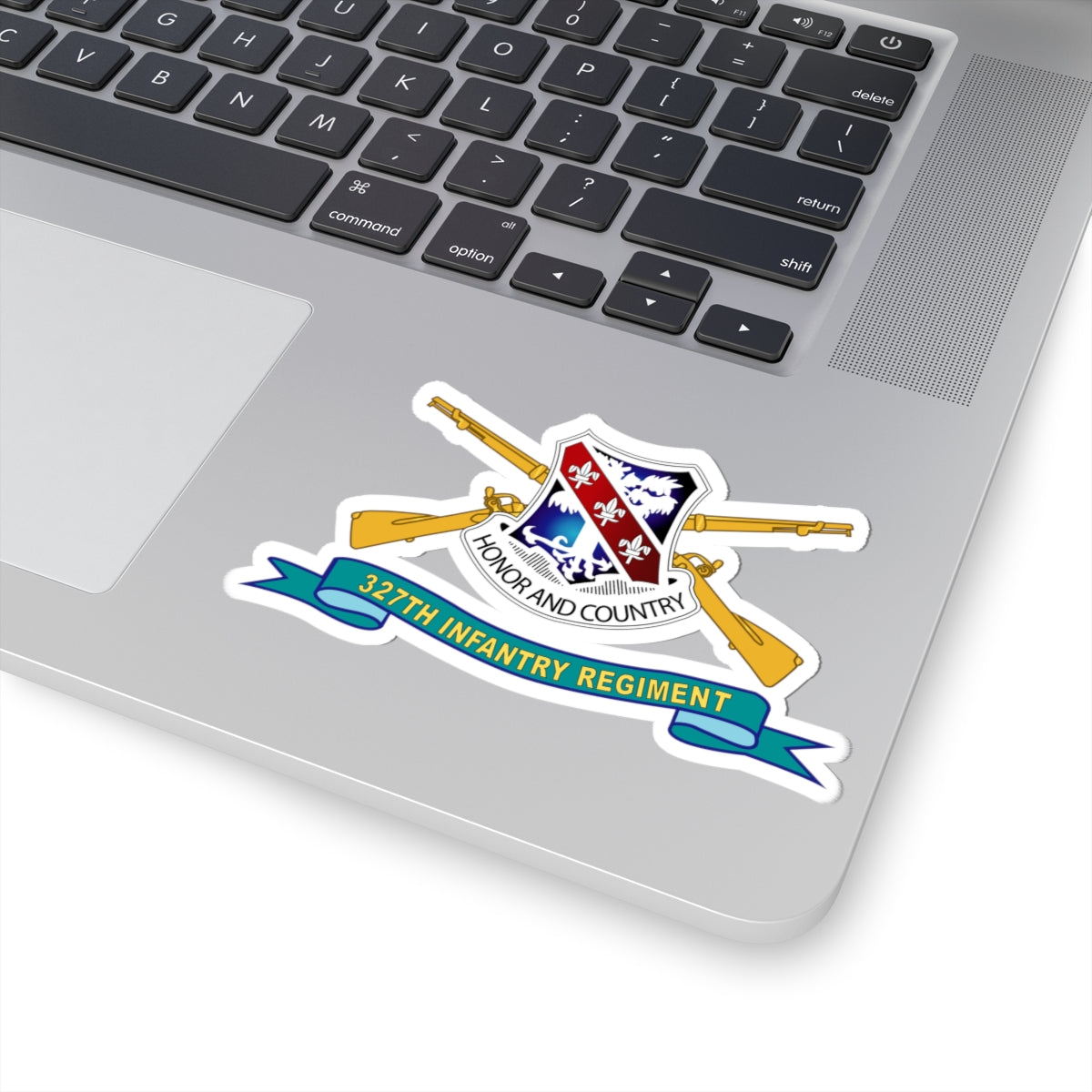 Kiss-Cut Stickers - 327th Infantry Regiment - DUI w Br - Ribbon X 300