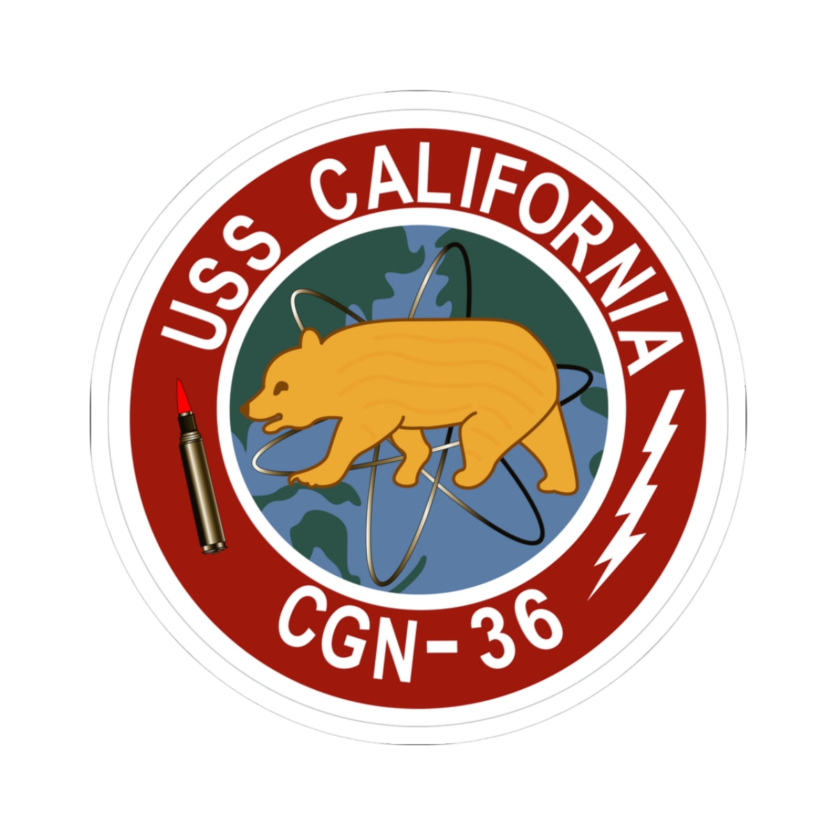 Kiss-Cut Stickers - Navy - USS California (CGN-36) wo Txt