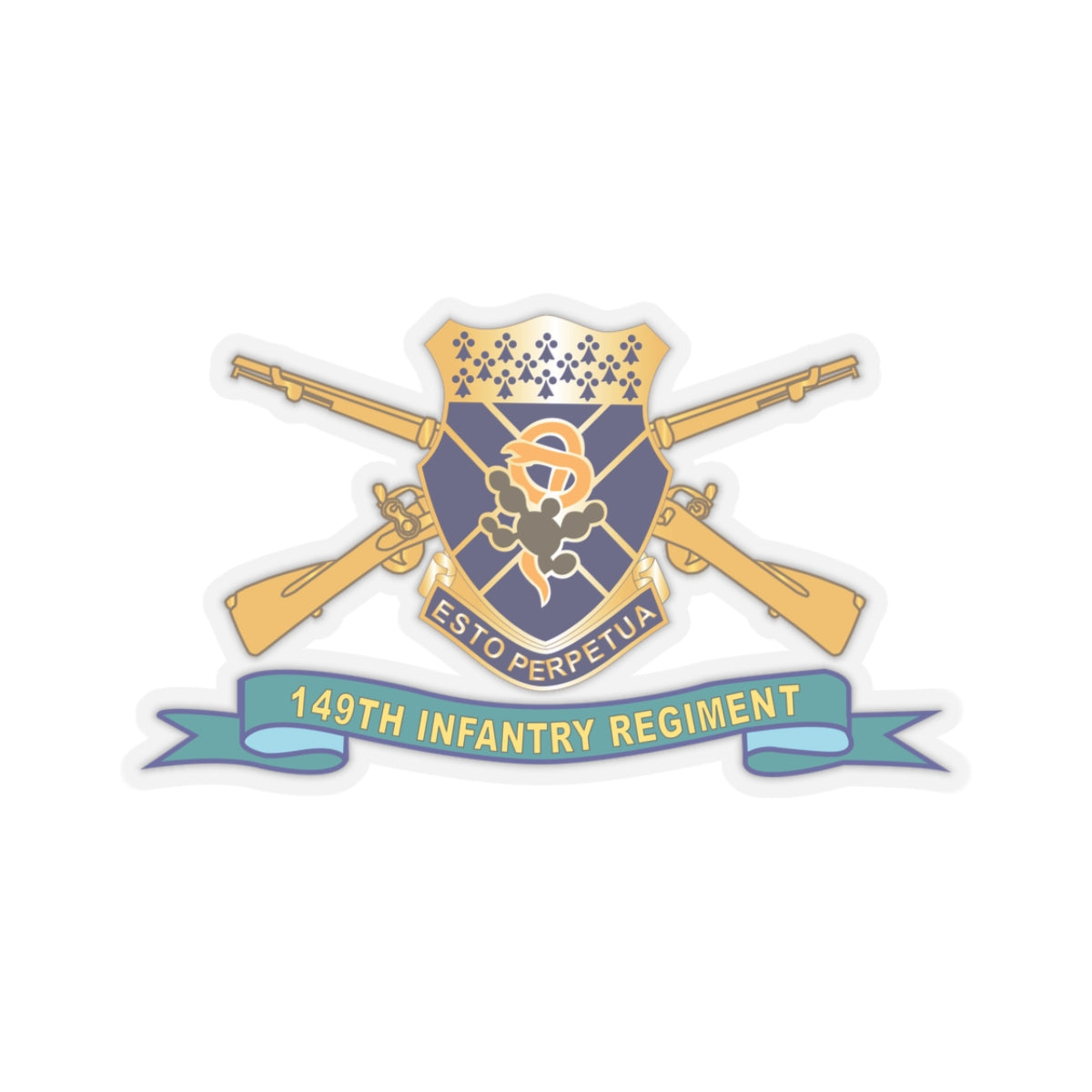 Kiss-Cut Stickers - 149th Infantry Regiment - COA w Br - Ribbon X 300