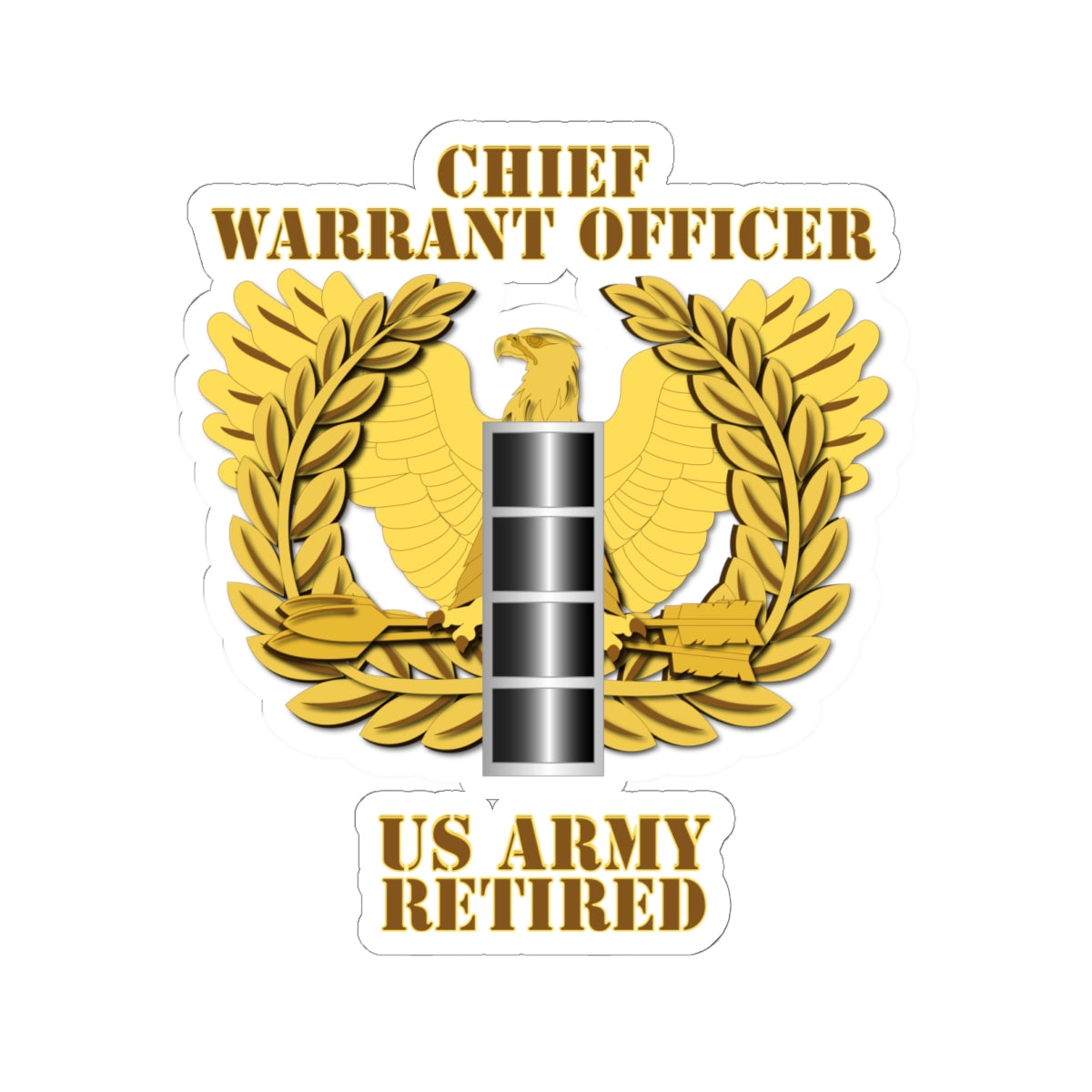 Kiss-Cut Stickers - Emblem - Warrant Officer - CW4 - Retired