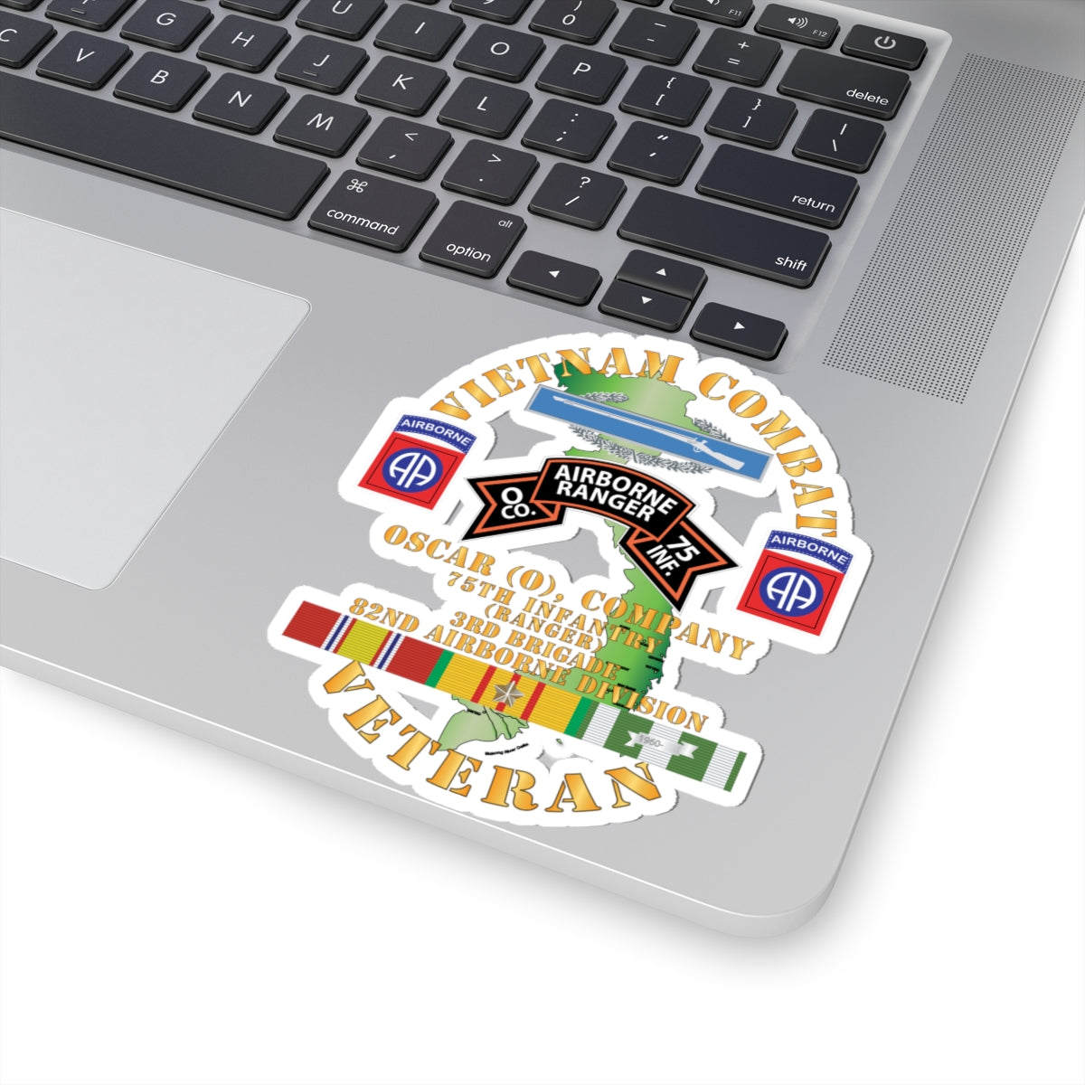 Kiss-Cut Stickers - Vietnam Combat Vet - O Co 75th Infantry (Ranger) - 3rd Bde 82nd Airborne DivSI