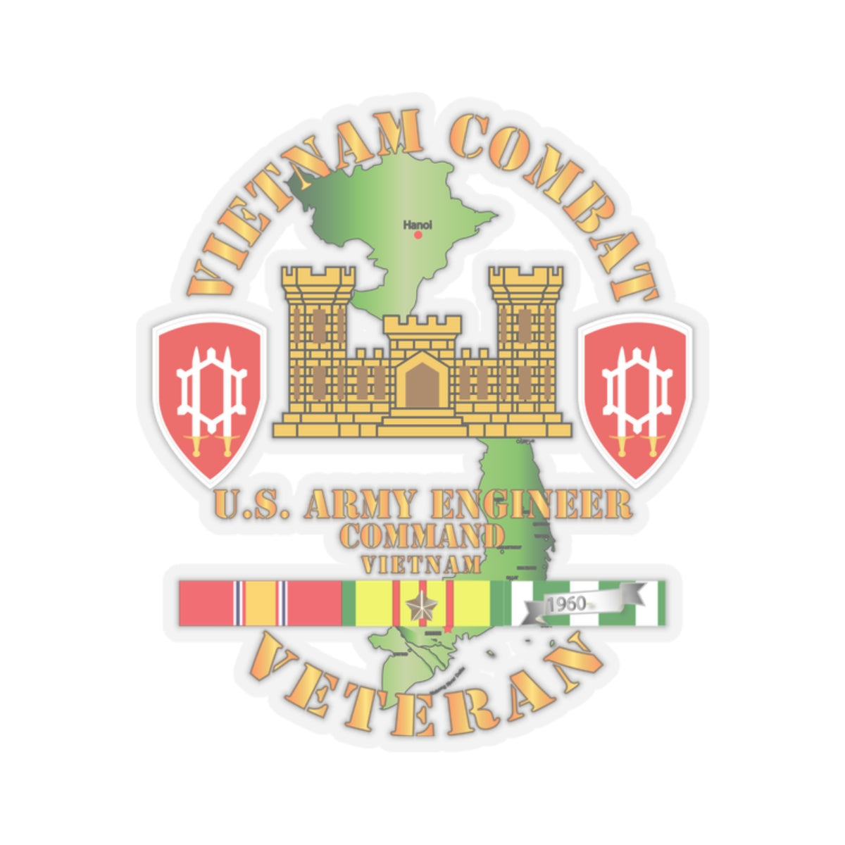Kiss-Cut Stickers - Vietnam Combat Engineer - Engineer Command Vietnam w SVC