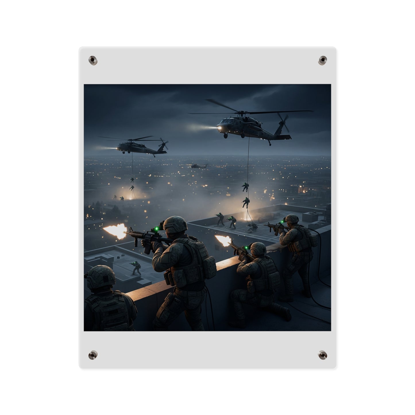 Acrylic Wall Art Panel - Night Air Assault by Army Rangers
