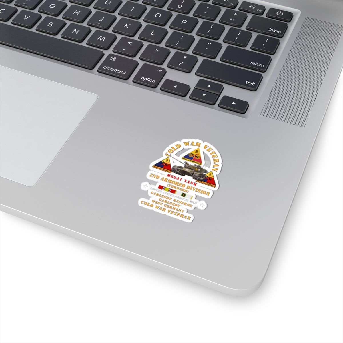Kiss-Cut Stickers - Cold War Vet - 2nd Armored Division - Garlstedt, Germany - M60A1 Tank w COLD SVC