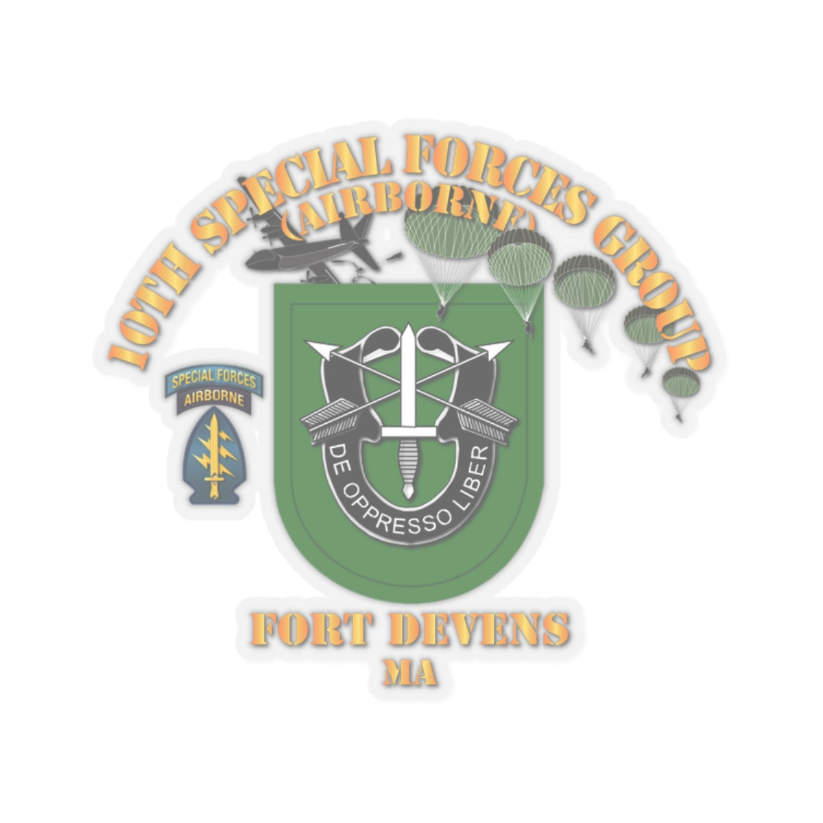 Kiss-Cut Stickers - SOF - 10th SFG - Ft Devens MA