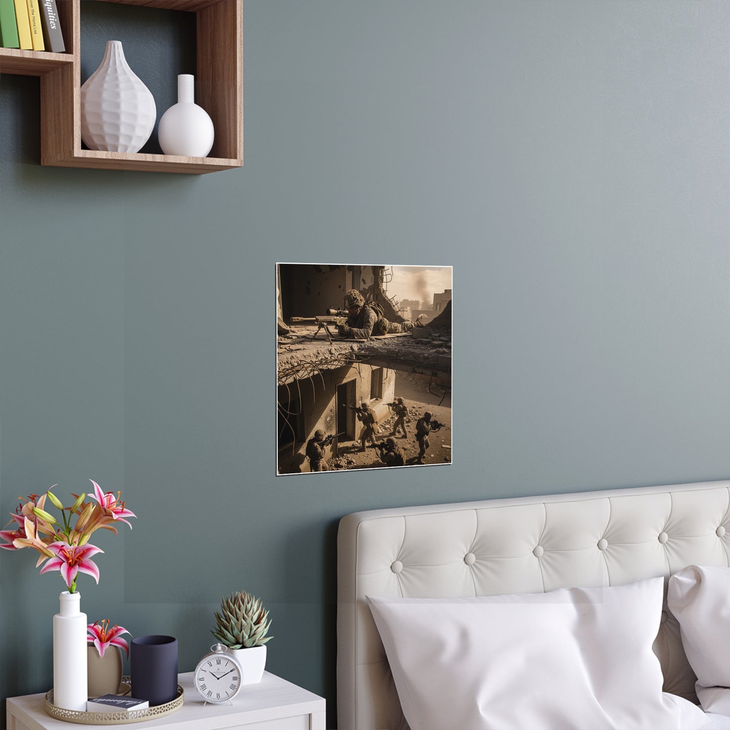 Indoor and Outdoor Silk Posters - Marine Sniper Providing Overwatch for Breach Team