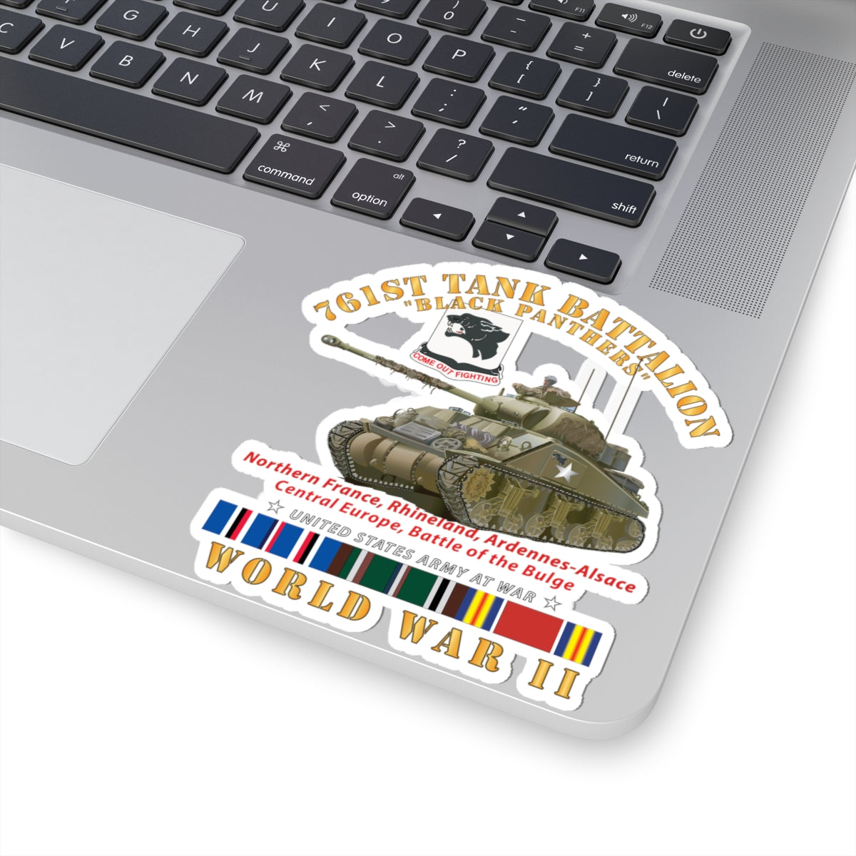 Kiss-Cut Stickers - 761st Tank Battalion - Black Panthers - w Tank WWII EU SVC