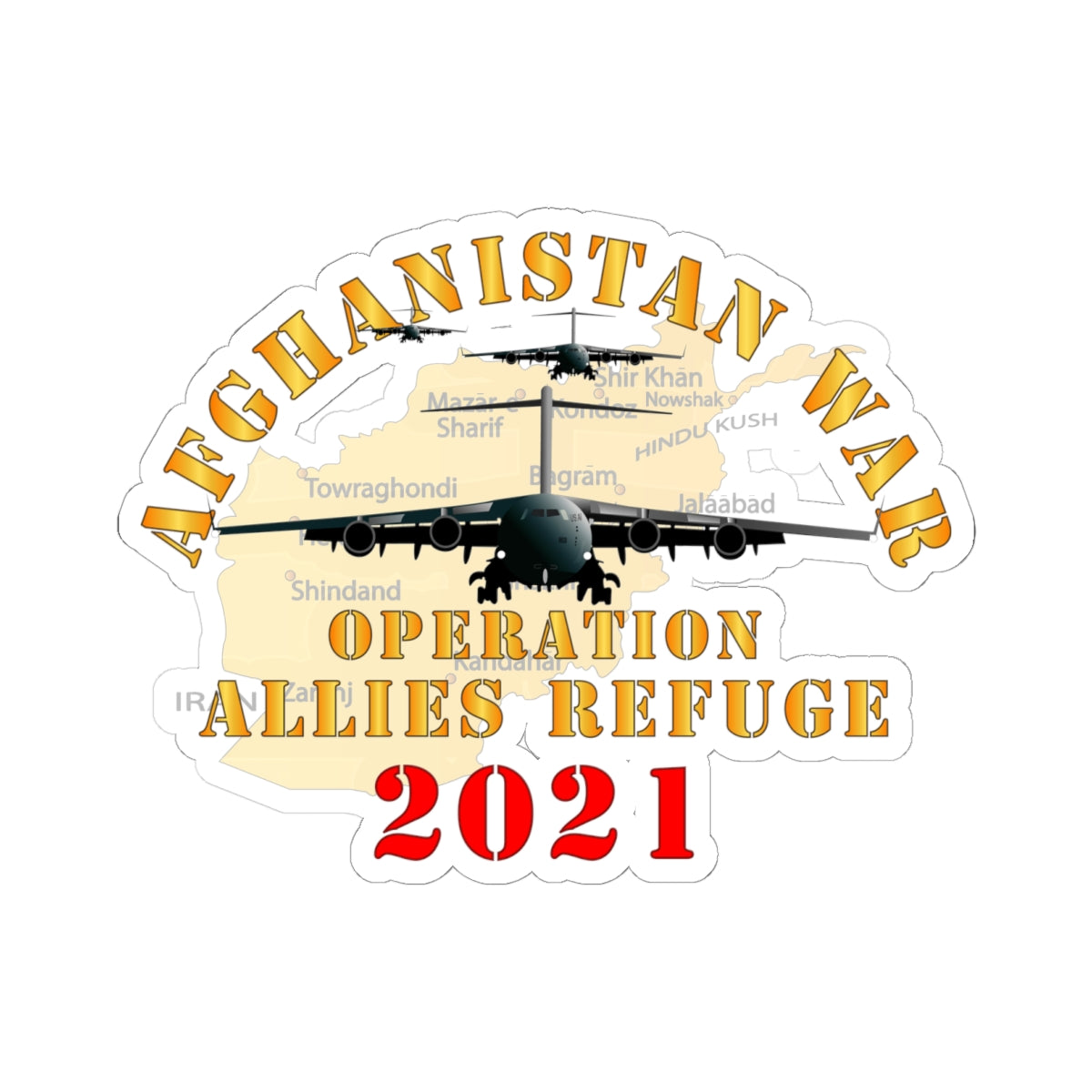 Kiss-Cut Stickers - Afghanistan War - Operation Allies Refuge - 2021