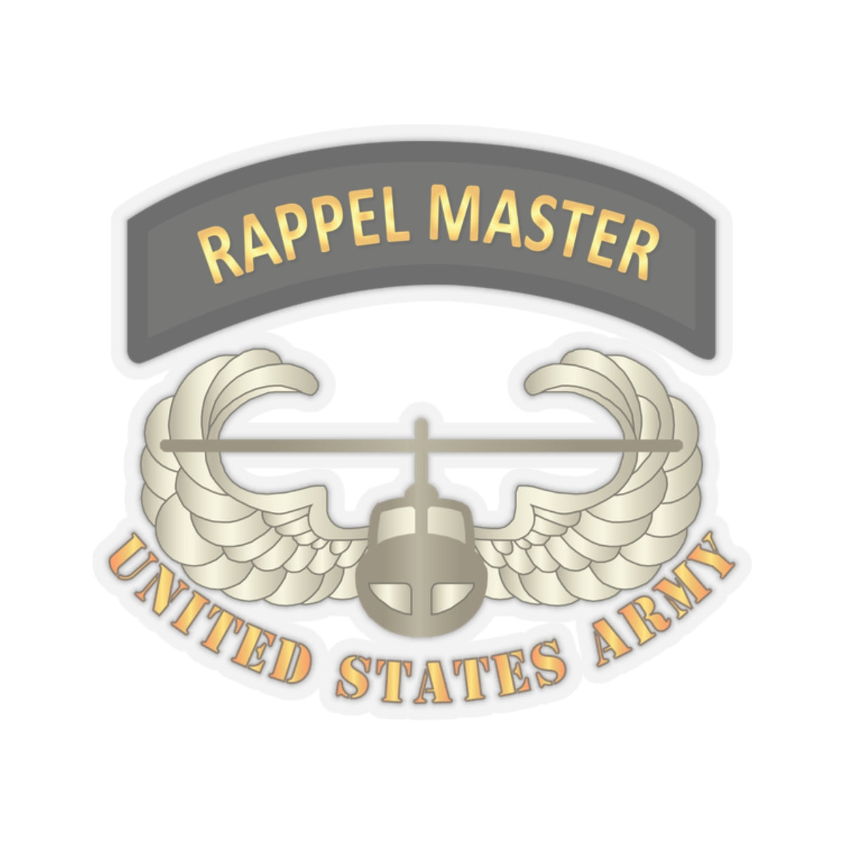 Kiss-Cut Stickers - Rappel Master Tab w Air Assault Badge - US Army
