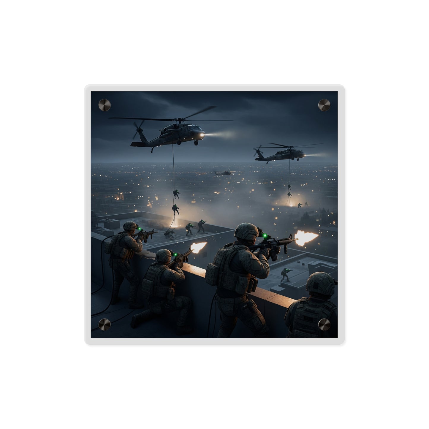 Acrylic Wall Art Panel - Night Air Assault by Army Rangers