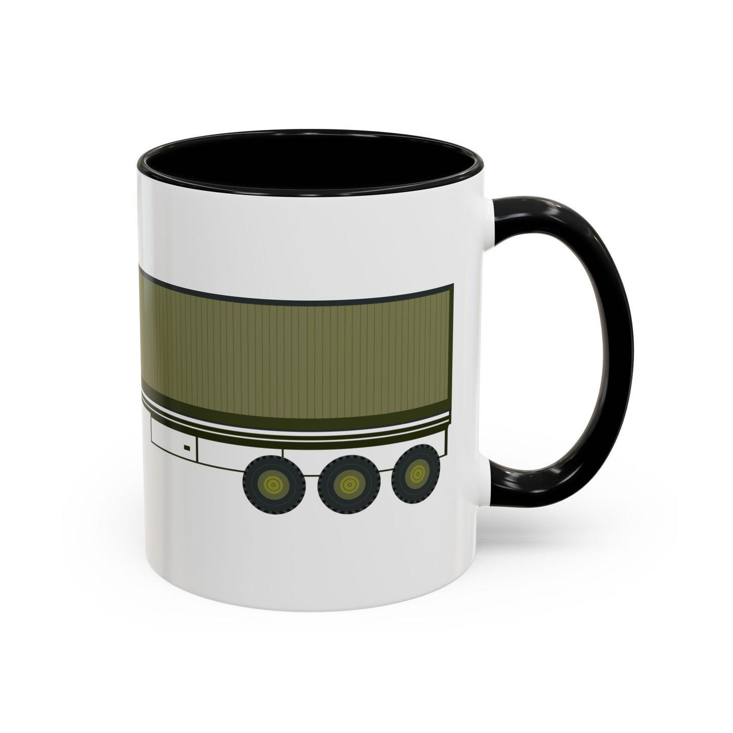 Accent Coffee Mug (11oz & 15oz) - Vehicle - M915 Tractor with M872 - 40 Ft Container - Side X 300