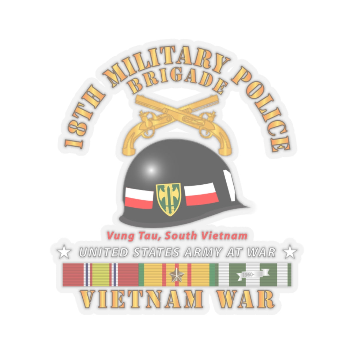 Kiss-Cut Stickers - 18th MP Brigade - Helmet - Vietnam w SVCV1