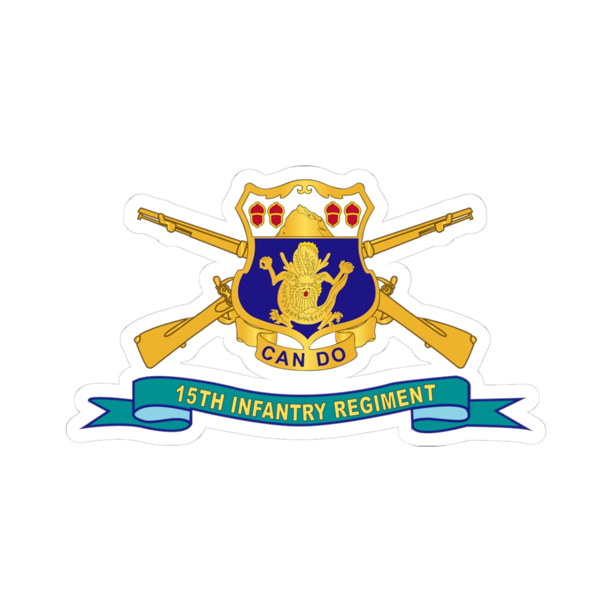 Kiss-Cut Stickers - 15th Infantry Regiment - DUI w Br - Ribbon X 300