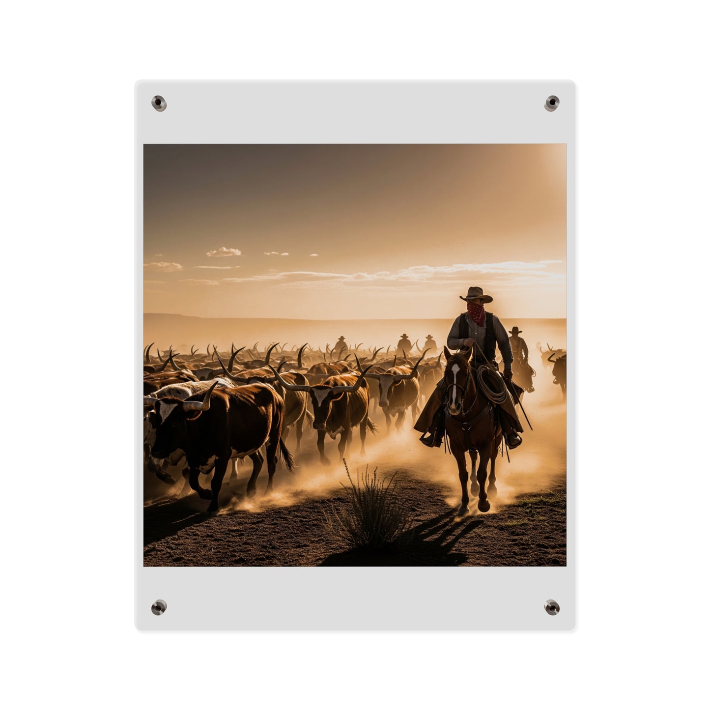 Acrylic Wall Art Panel - Dirty, dusty cattle drive in the Old West