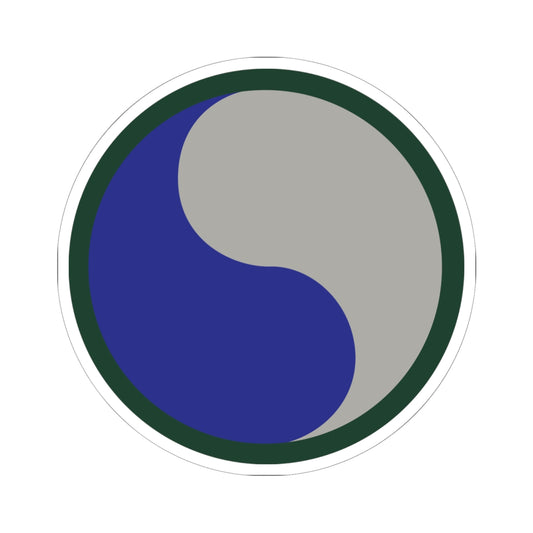 The 29th Infantry Division, known as the "Blue and Gray Division," symbolizes unity between the North and South with its shoulder sleeve insignia (SSI) featuring a yin-yang–style circle split in blue and gray.