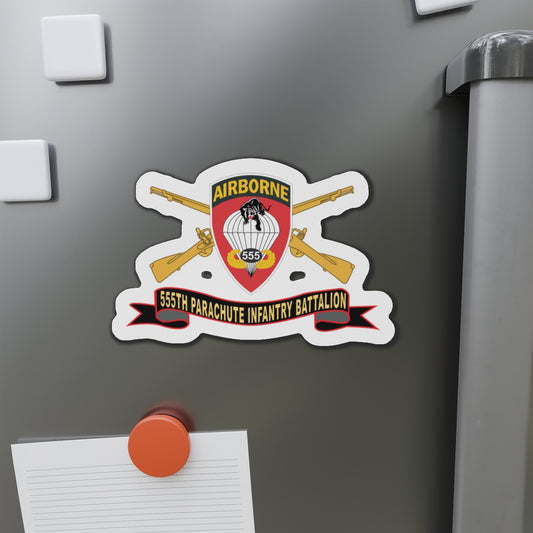 Die-Cut Magnets - 555th Parachute Infantry Battalion - SSI - Black - Red w Br - Ribbon X 300