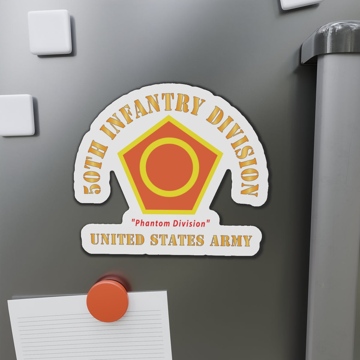 Die-Cut Magnets - Army - SSI - 50th Infantry Division - Phantom Division - US Army Veteran X 300