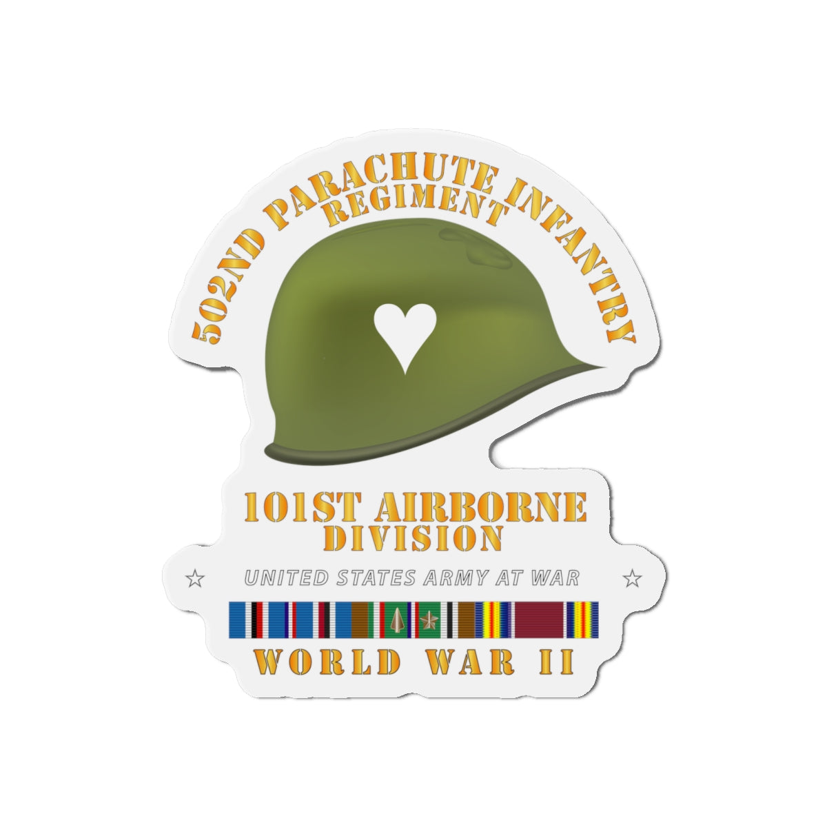 Die-Cut Magnets - Army  - 502nd PIR 101st  Helmet - WWII w EUR SVC
