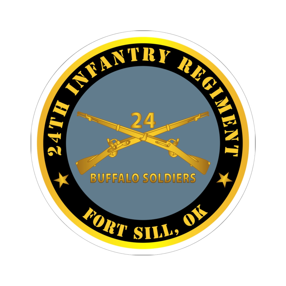 Kiss-Cut Stickers - Army - 24th Infantry Regiment - Fort Sill, OK - Buffalo Soldiers w Inf Branch