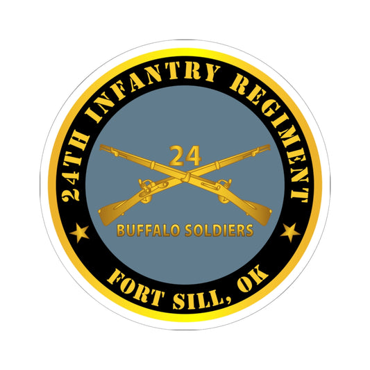Kiss-Cut Stickers - Army - 24th Infantry Regiment - Fort Sill, OK - Buffalo Soldiers w Inf Branch