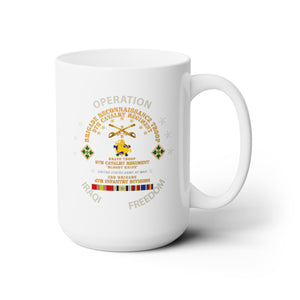 White Ceramic Mug 15oz - Army - BRT - 9th Cav, B Trp, 3rd Bde - 4th Inf Div - OPERATION IF w IRAQ SVC