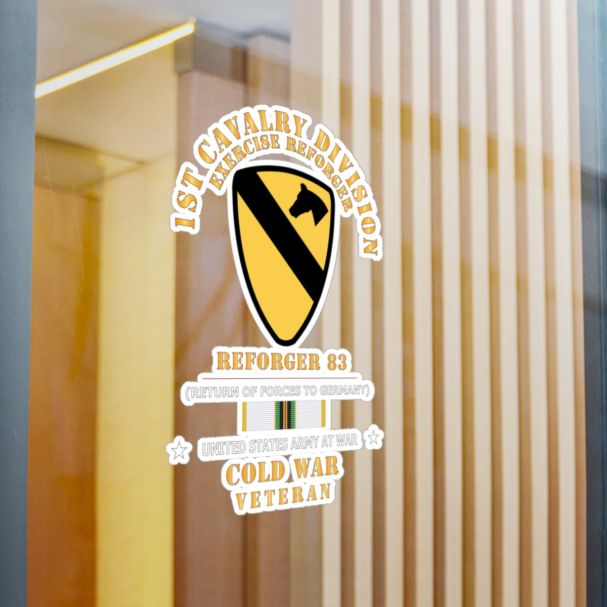 Kiss-Cut Vinyl Decals - Army - 1st Cavalry Division - SSI -Reforger 83 - COLD WAR Veteran w SVC X 300