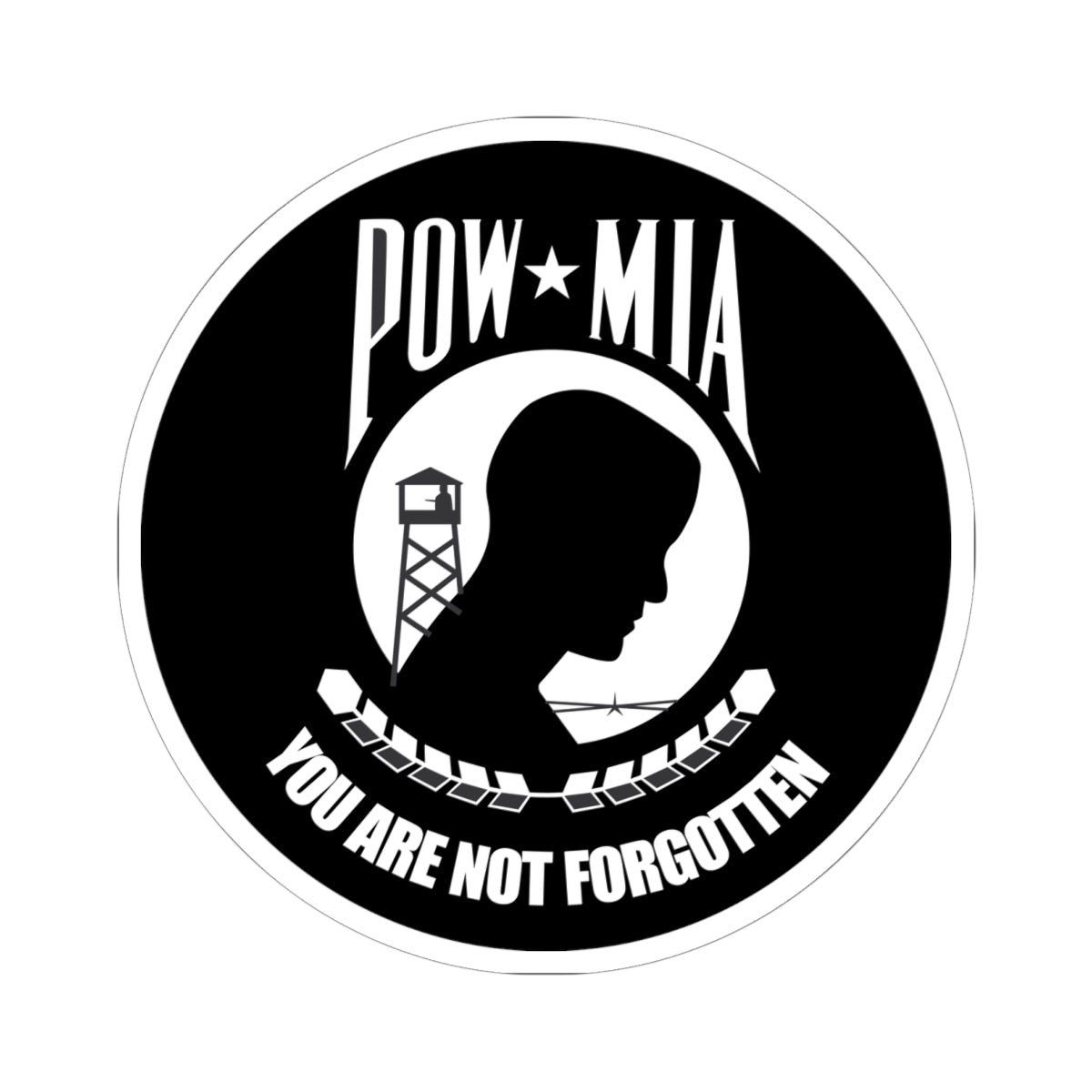 Kiss-Cut Stickers -Army - Round - POW - MIA X 300