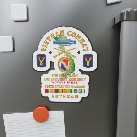 Die-Cut Magnets - Army - Vietnam Combat Veteran w 2nd Bn 1st Inf Regt - Always First w DUI - CIB - 196th Inf Bde X 300