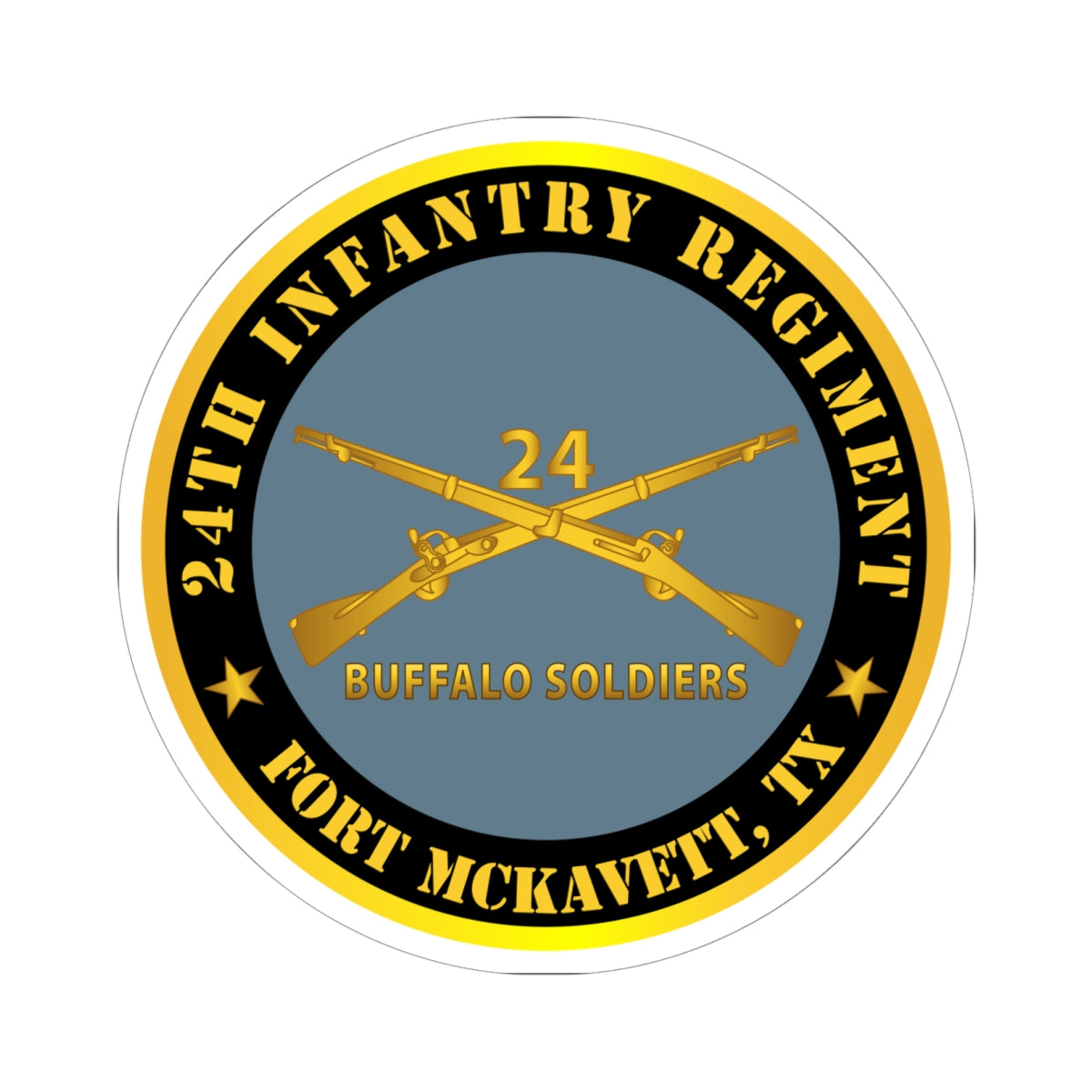 Kiss-Cut Stickers - Army - 24th Infantry Regiment - Fort McKavett, TX - Buffalo Soldiers w Inf Branch