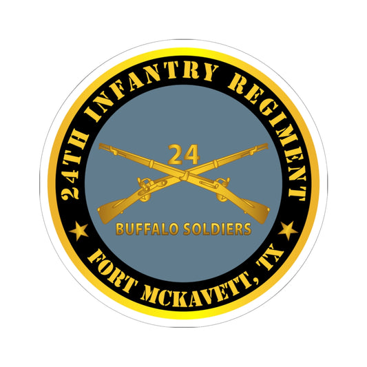 Kiss-Cut Stickers - Army - 24th Infantry Regiment - Fort McKavett, TX - Buffalo Soldiers w Inf Branch